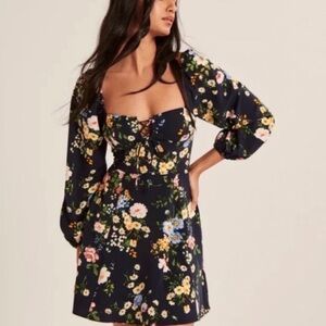 Abercrombie & Fitch Floral Puff Sleeve Mini Dress XL NWT